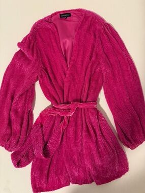 RetroflÃªte Hot Pink Velvet Belted Jacket